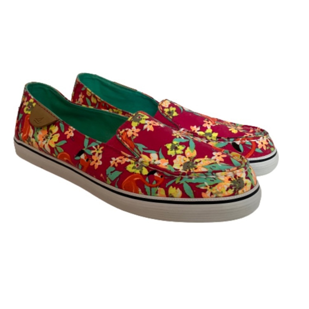 Sperry Pink Tropical Slip on Sneakers 6.5